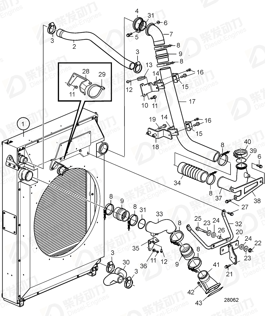 volvo penta Charge air pipe 22027470 Drawing volvo penta Charge air pipe 22027470 Drawing